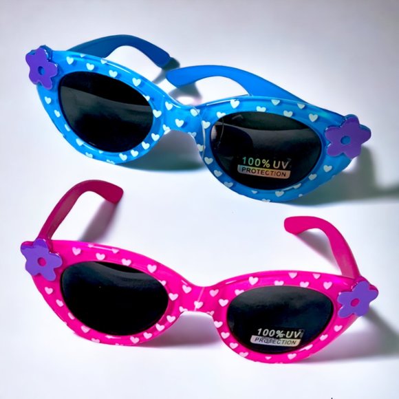 Toddler Sunglasses 100% UV Protection Kids Cute Retro Frames Set  2 Pair - Picture 1 of 14